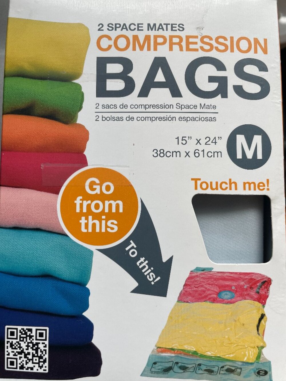 Set of 2 Space Mates Compression Bags with Valve Medium 15x24" White